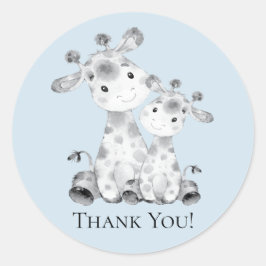 Adesivo Giraffe Chá de fraldas Obrigado Favor Sticker