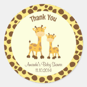 Adesivo Giraffe Chá de fraldas Obrigado Sticker Woodland