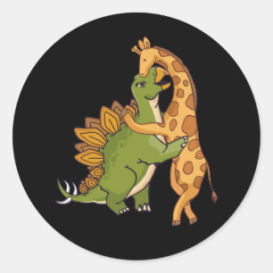 Adesivo Giraffe Dinosaur Hug Love Dino Animais Safari Hall