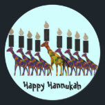Adesivo Giraffe Hannukah Menorah<br><div class="desc">Ilustração gráfica de uma girafa Hannukah menorah.</div>