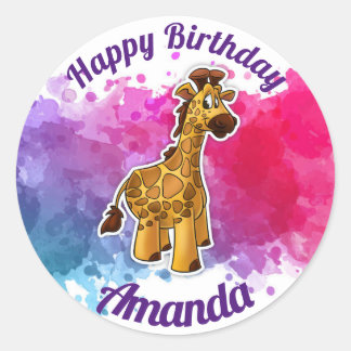 Adesivo Giraffe Happy Birthday Sticker
