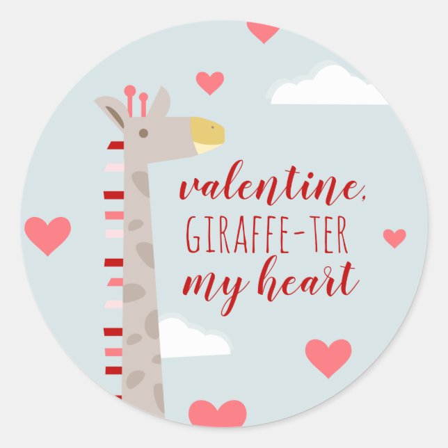 Adesivo Giraffe Heart Valentine Pun (Frente)