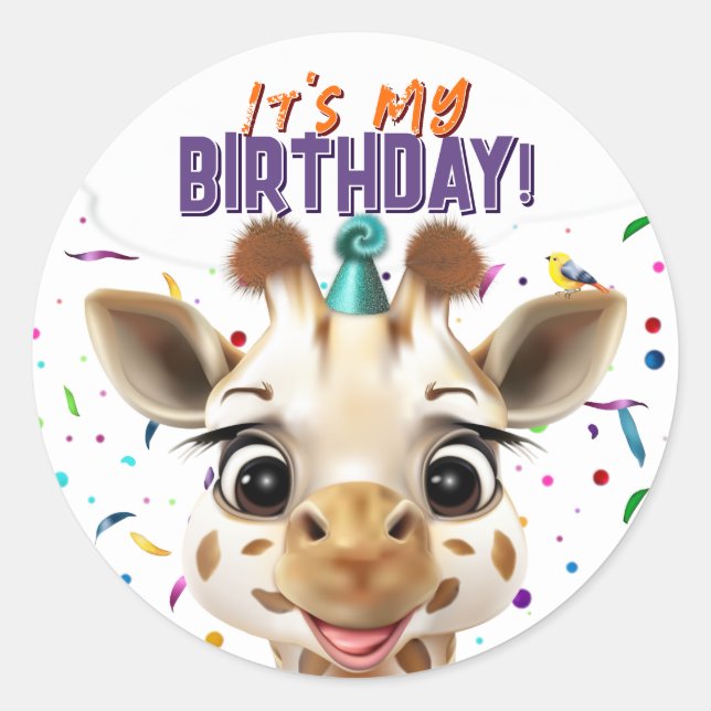 Adesivo Giraffe It's My Birthday (Frente)