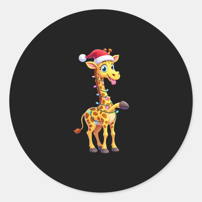Adesivo Giraffe Xmas Lighting Funny Santa Giraffe Christma (Frente)