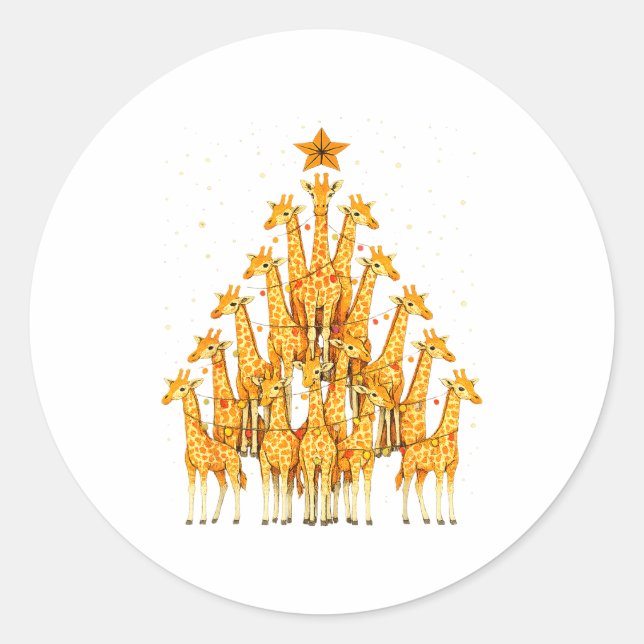 Adesivo Giraffes Forming Christmas Tree Lights Star Safari (Frente)