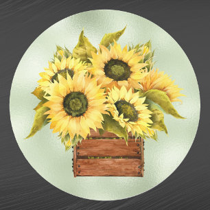 Adesivo Girassóis Amarelo Caixa Aquarela Ação de Graças