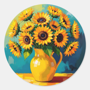 Adesivo Girassóis amarelos em um vaso amarelo