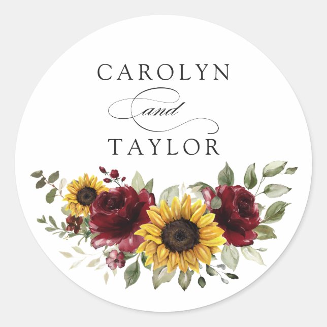 Adesivo Girassóis Borgonha Floral Vermelho Rústico Envelop (Frente)