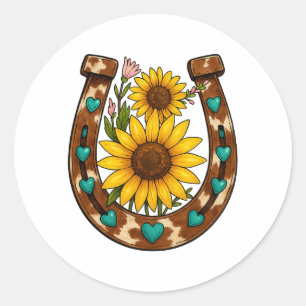 Adesivo Girassóis de Ferradura Rústica Floral Campestre