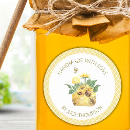 Adesivo Girassóis e abelhas 🍯 Mel Personalizada Amarelo