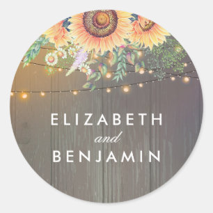 Adesivo Girassóis e Cordas Luzes Madeira Rústica