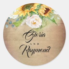 Adesivo Girassóis e rosas brancas Casamento outono russo