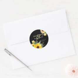 Adesivo Girassóis em aquarela em casamento preto  