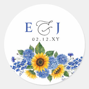 Adesivo Girassóis Florais Azul Royal Casamento Moderno