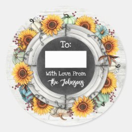 Adesivo Girassóis Rústicos de Ação de Graças Escreva Para 