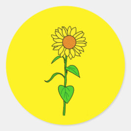 Adesivo Girassol amarelo fofo para embalagem de pequenas e