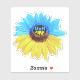 Adesivo Girassol aquarela Ucrânia bandeira azul amarelo