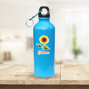 Adesivo Girassol Laranja Amarelo Feliz Nome Personalizado