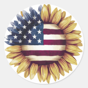 Adesivo Girassol Patriótico Bandeira Americana Rústica