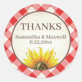 Adesivo Girassol Vermelho de Xadrezinho Obrigado