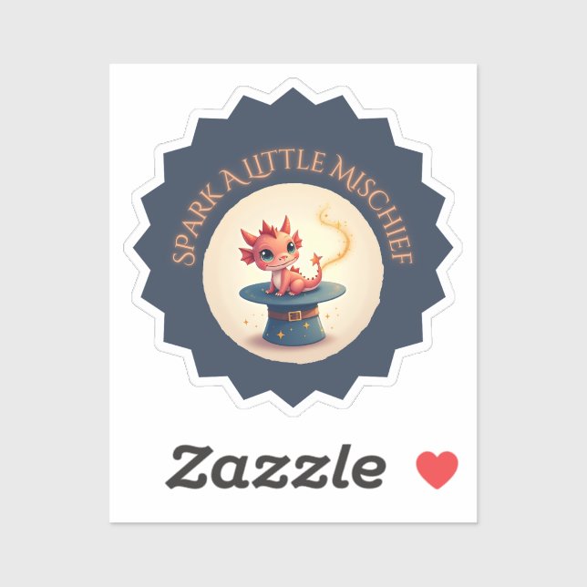 Adesivo Gire um pouco de mau-humor - Dragão mágico (Folha)