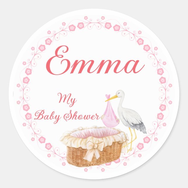 Adesivo Girl Baby Shower Stickers: Charming Floral Border  (Frente)