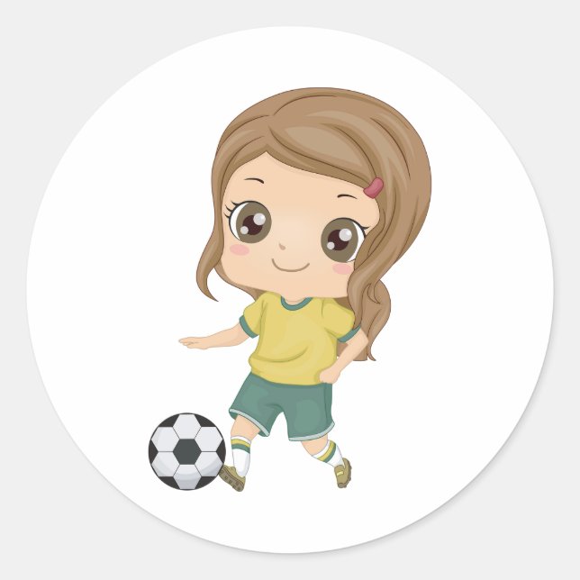 Adesivo Girl Playing Soccer Adorable Kids Sports (Frente)