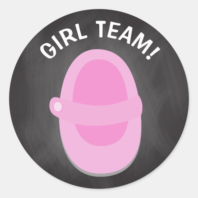 Adesivo GIRL TEAM Classic Round Sticker, GENDER REVEAL (Frente)