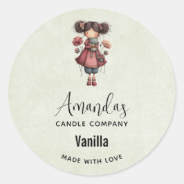 Adesivo Girl with A Frog Doll Cute Candle Business