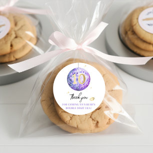 Adesivo Girls 10th Festa de aniversário Purple Dourado Gla