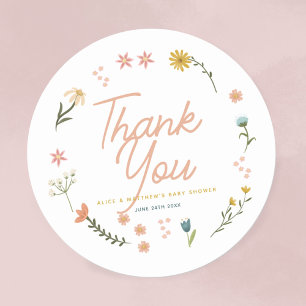 Adesivo Girls Boho Wildflower Pink Chá de fraldas Favor