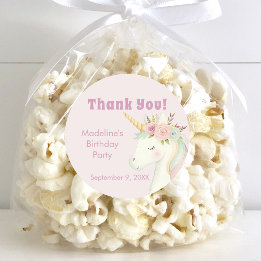 Adesivo Girls Cute Pink Unicorn Birthday Thank You