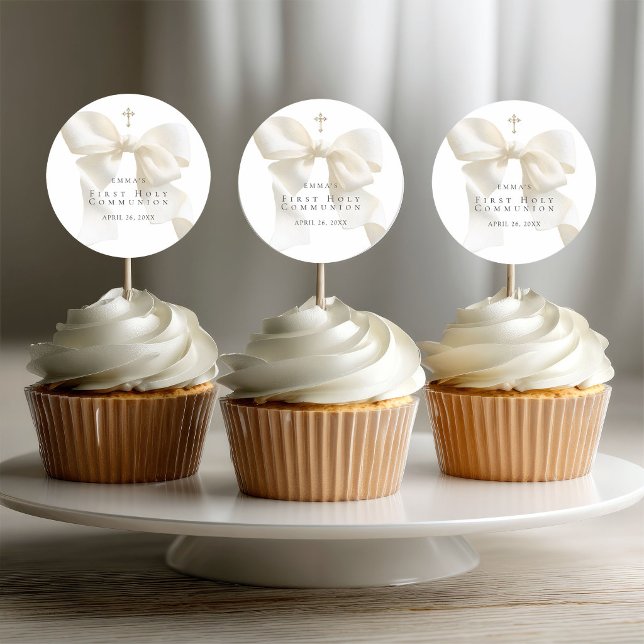 Adesivo Girl's First Holy Communion Stylish Ivory Bow (Criador carregado)