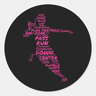 Adesivo Girls Flag Football Player Word Art Typografia