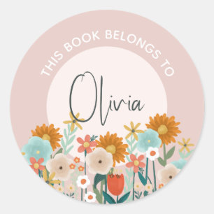 Adesivo Girls Floral Rosa "Este Livro Pertence" Flores