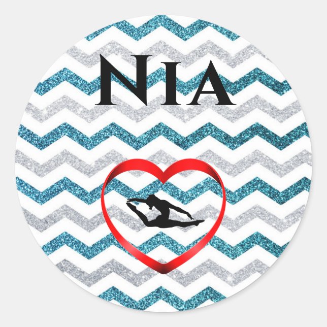 Adesivo Girls Glitter Chevron Gymnastics Stickers Personal (Frente)