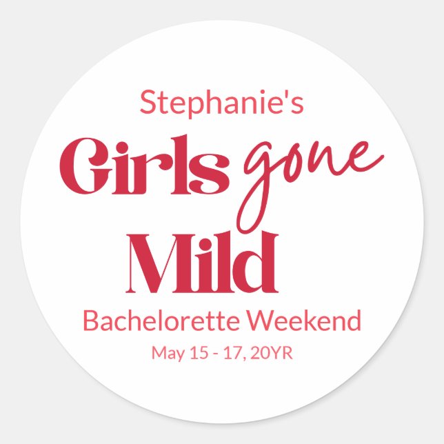 Adesivo Girls Gone Mild Date Bachelorette Beach Weekend (Frente)