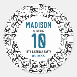 Adesivo Girls Modern Black Gymnastics Kids 10th Birthday