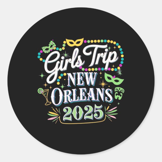 Adesivo Girls Trip New Orleans 2025 Mardi Gras (Frente)