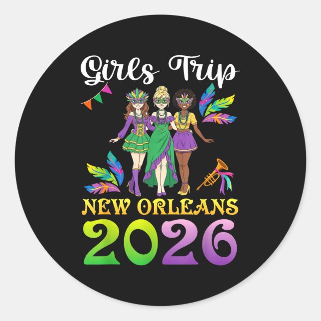 Adesivo Girls Trip New Orleans 2026 Mardi Gras Day Squad T (Frente)