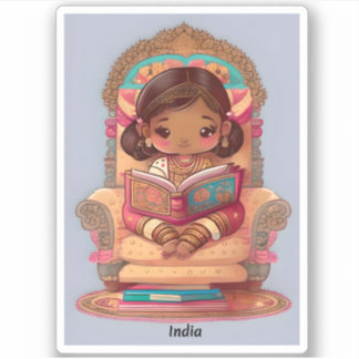 Adesivo Girlsof the World Reading - Índia