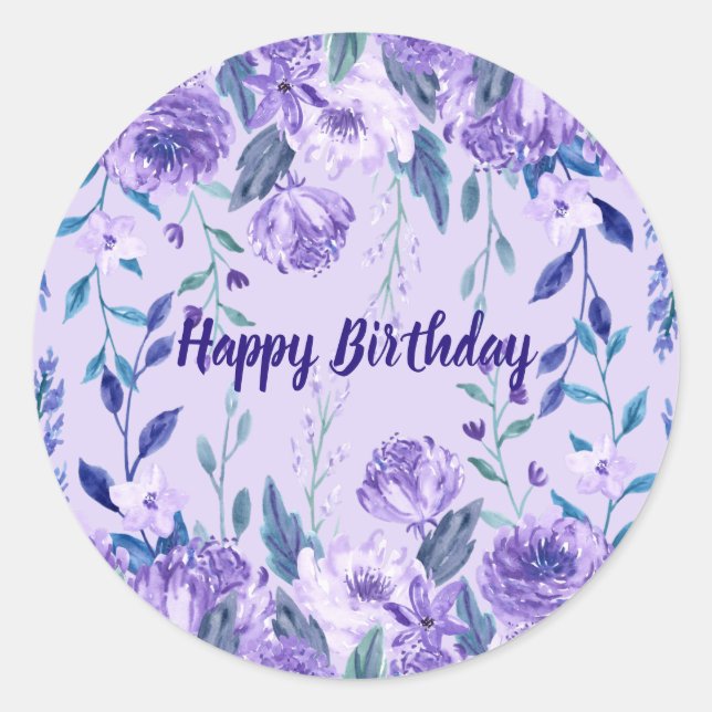 Adesivo Girly 50th Birthday Lavanda Purple Floral (Frente)