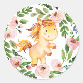 Adesivo Girly Blush Floral Baby Horse primeiro aniversario