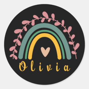 Adesivo Girly Boho Rainbow com nome personalizado