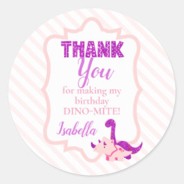 Adesivo Girly Dinosaur Pink Obrigado