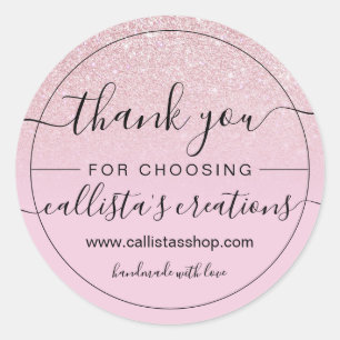 Adesivo Girly Dusty Rosa Rosa Glitter Ombre Obrigado