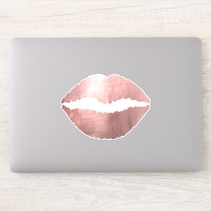 Adesivo Girly Faux Rosa Dourado Ombre Foil Lipstick Kiss