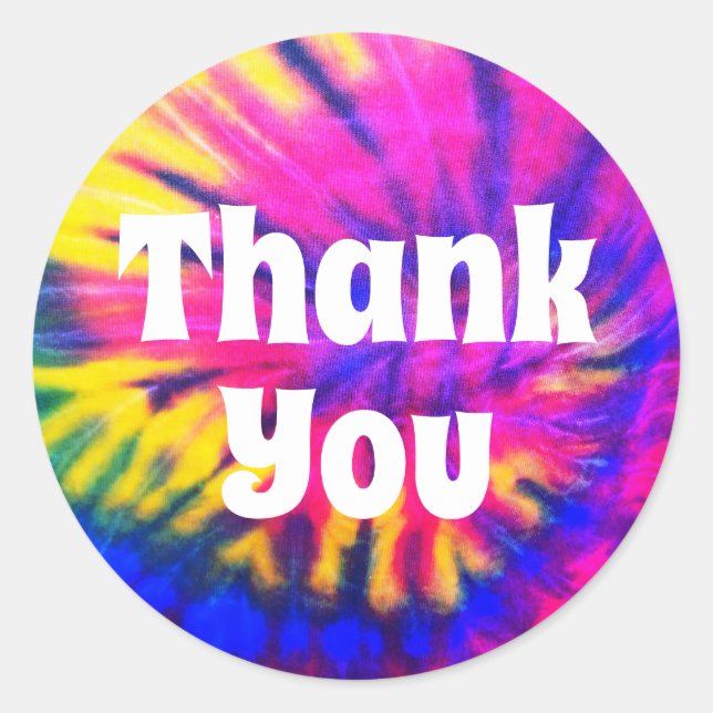 Adesivo Girly Hot Pink Tie-Dyed Obrigado (Frente)