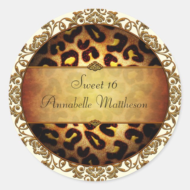 Adesivo Girly Leopard Print Sweet 16 Sticker (Frente)