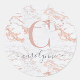 Adesivo Girly Marble e Chic Rosa Gold Foil Monograma